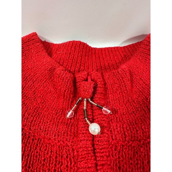 Coldwater‎ Creek Red Bejeweled Cats Kitchy Zip Sweater Jacket Size L - Picture 12 of 16